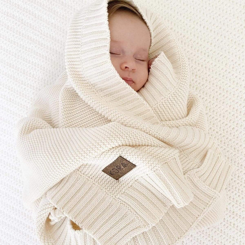 KURA Organics Organic Baby Blanket in Chalk