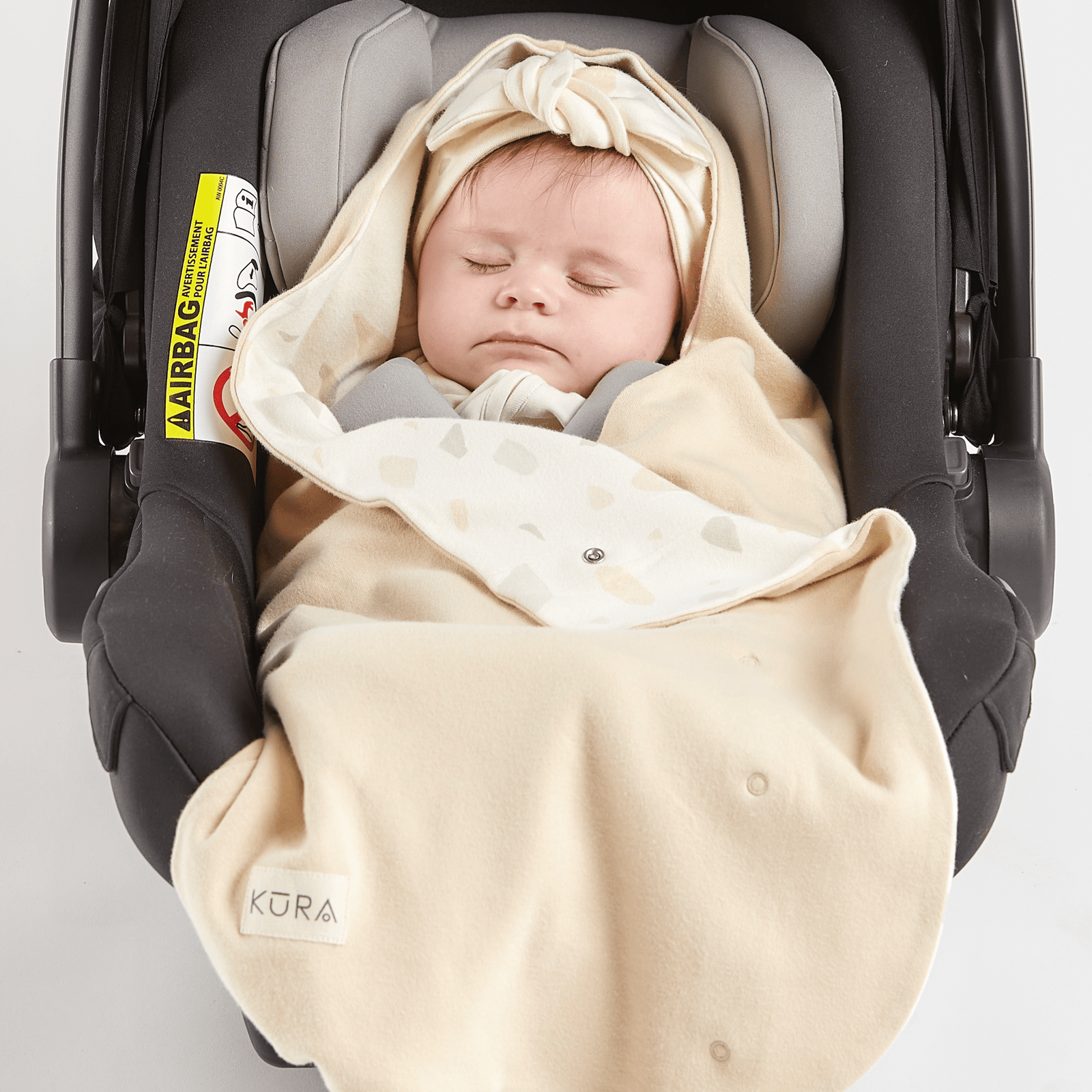 KURA Organic Baby Wrap Car Seat Blanket in Biscuit KURA Organics