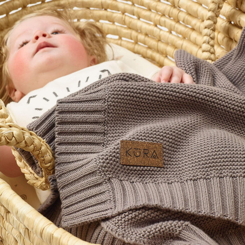 KURA Organics Organic Baby Blanket in Charcoal
