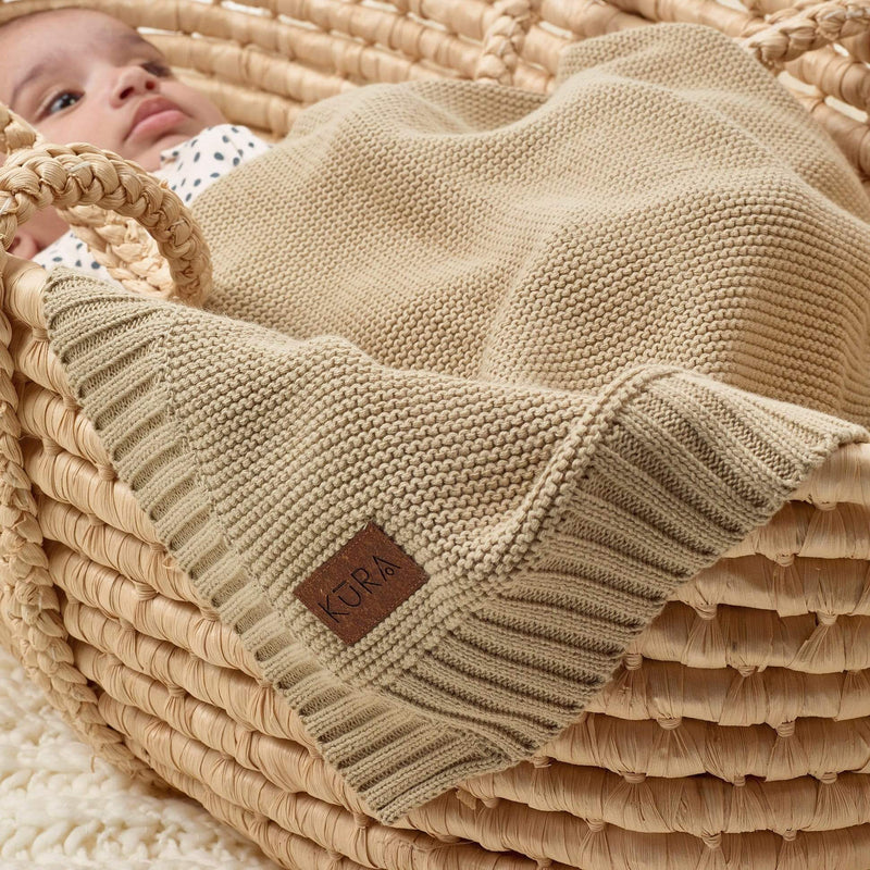 KURA Organics Organic Baby Blanket in Stone